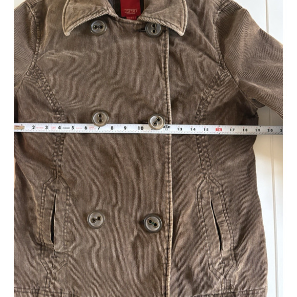 VTG Esprit Outerwear Brown Corduroy Peacoat Quilted Lined Double Breasted Y2K M - Picture 13 of 16